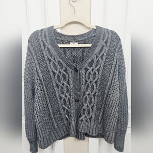 Gray Cable Knit Cardigan